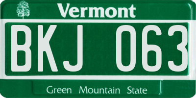 VT license plate BKJ063