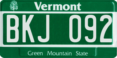 VT license plate BKJ092