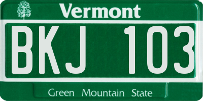 VT license plate BKJ103