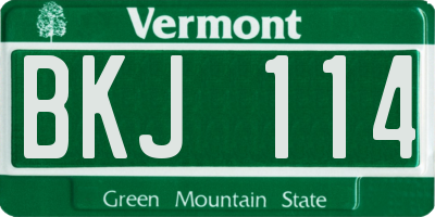 VT license plate BKJ114