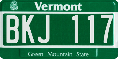 VT license plate BKJ117