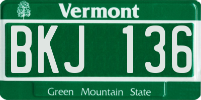 VT license plate BKJ136