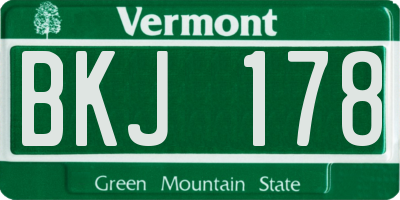 VT license plate BKJ178