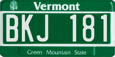 VT license plate BKJ181