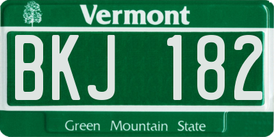 VT license plate BKJ182