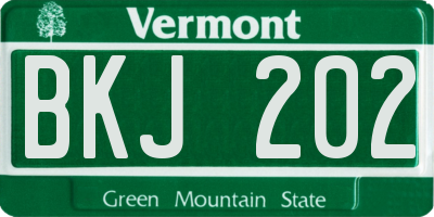 VT license plate BKJ202