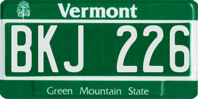 VT license plate BKJ226