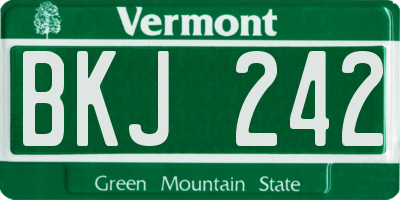 VT license plate BKJ242