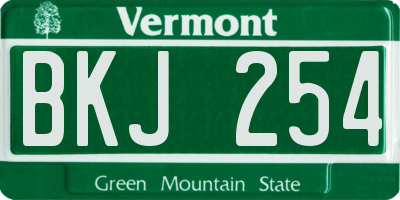 VT license plate BKJ254