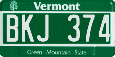 VT license plate BKJ374