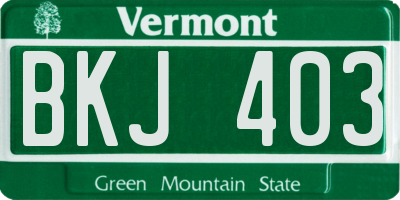 VT license plate BKJ403