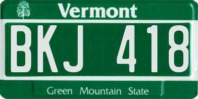 VT license plate BKJ418