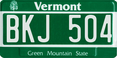 VT license plate BKJ504
