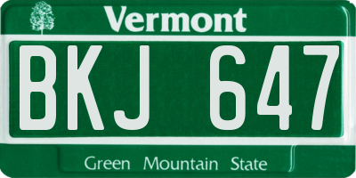 VT license plate BKJ647