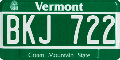 VT license plate BKJ722