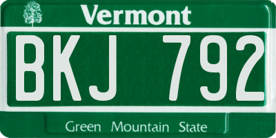 VT license plate BKJ792
