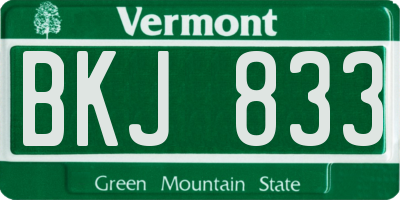 VT license plate BKJ833