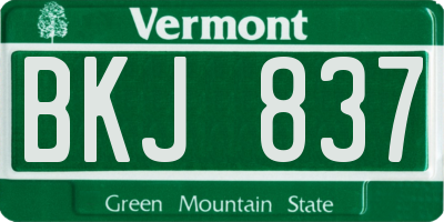 VT license plate BKJ837