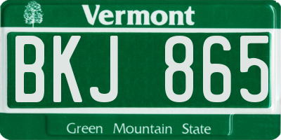VT license plate BKJ865