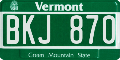 VT license plate BKJ870