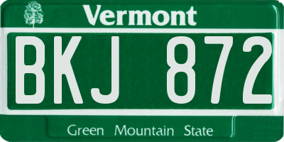 VT license plate BKJ872