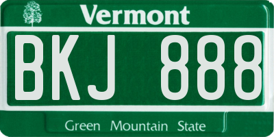 VT license plate BKJ888
