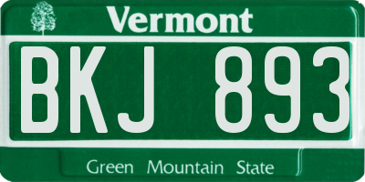 VT license plate BKJ893