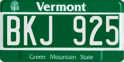 VT license plate BKJ925