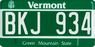 VT license plate BKJ934