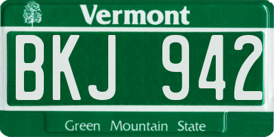 VT license plate BKJ942