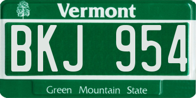 VT license plate BKJ954