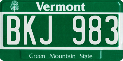 VT license plate BKJ983