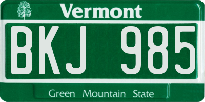 VT license plate BKJ985