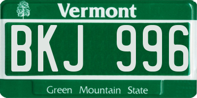 VT license plate BKJ996