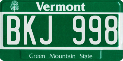 VT license plate BKJ998
