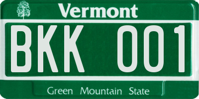 VT license plate BKK001