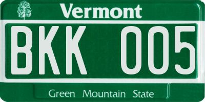 VT license plate BKK005