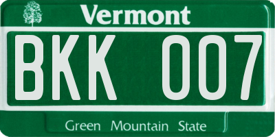 VT license plate BKK007