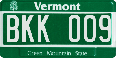 VT license plate BKK009