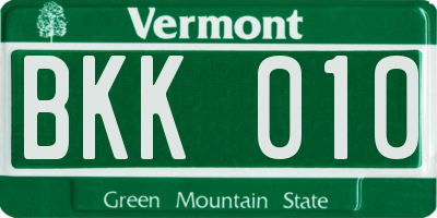VT license plate BKK010
