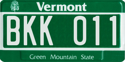 VT license plate BKK011