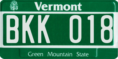 VT license plate BKK018