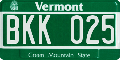 VT license plate BKK025