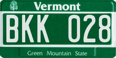 VT license plate BKK028