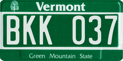 VT license plate BKK037