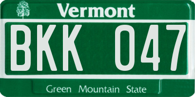 VT license plate BKK047