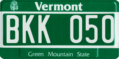 VT license plate BKK050