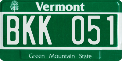 VT license plate BKK051