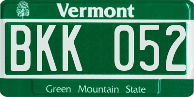 VT license plate BKK052