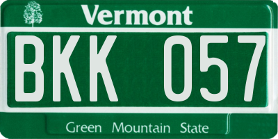 VT license plate BKK057